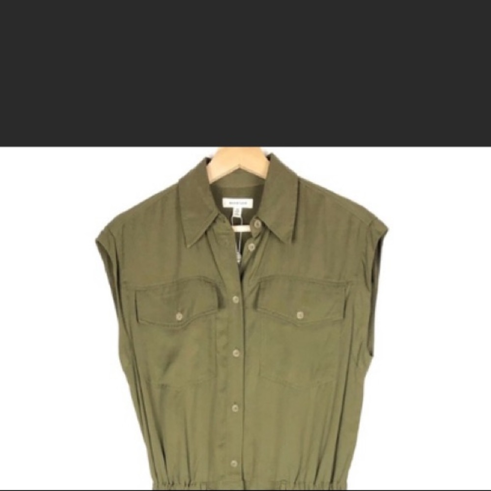 New MAX STUDIO jumpsuit olive green button up